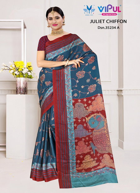Juliet By Vipul Chiffon 35234 A To D Printed Saree Wholesale Market In Surat With Price